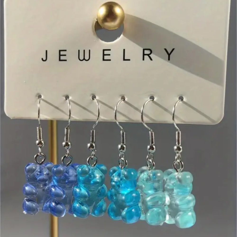 COPY - 3 Pairs Candy Bear Charm Drop Earrings